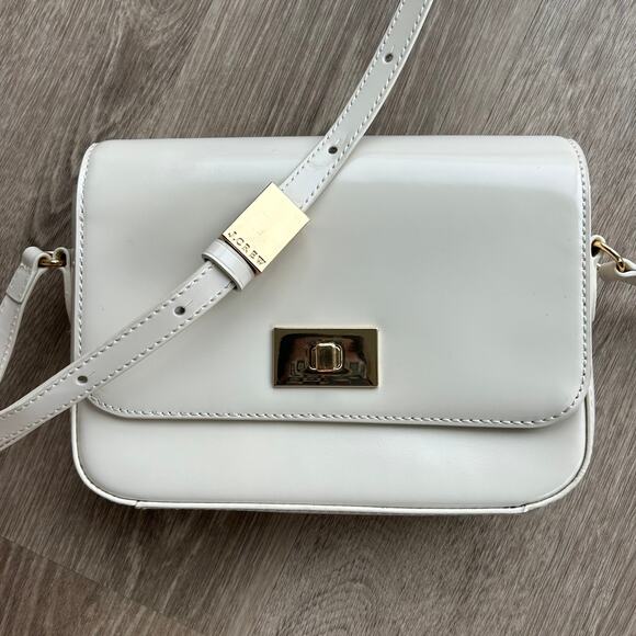 J.Crew Edie Italian Leather Structured Crossbody Bag Turnlock Natural NWT - Picture 2 of 16